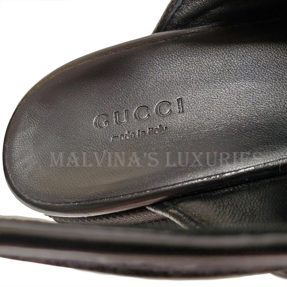 GUCCI SHOES BLACK GG SUPREME CANVAS CHUNKY LUG SOLE SANDALS - Picture 10 of 15